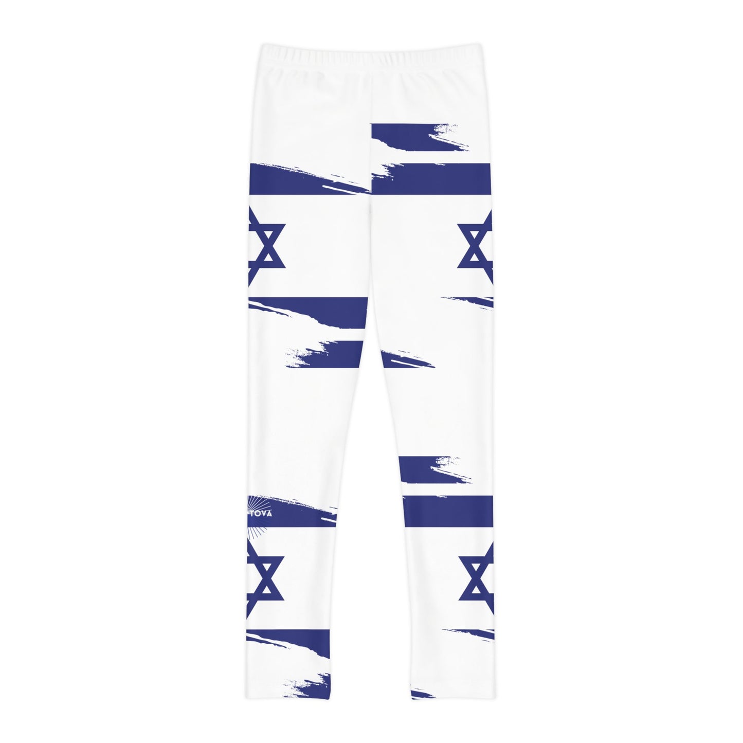 Ilay Larger Israel Flag Pattern on White Youth Full-Length Leggings