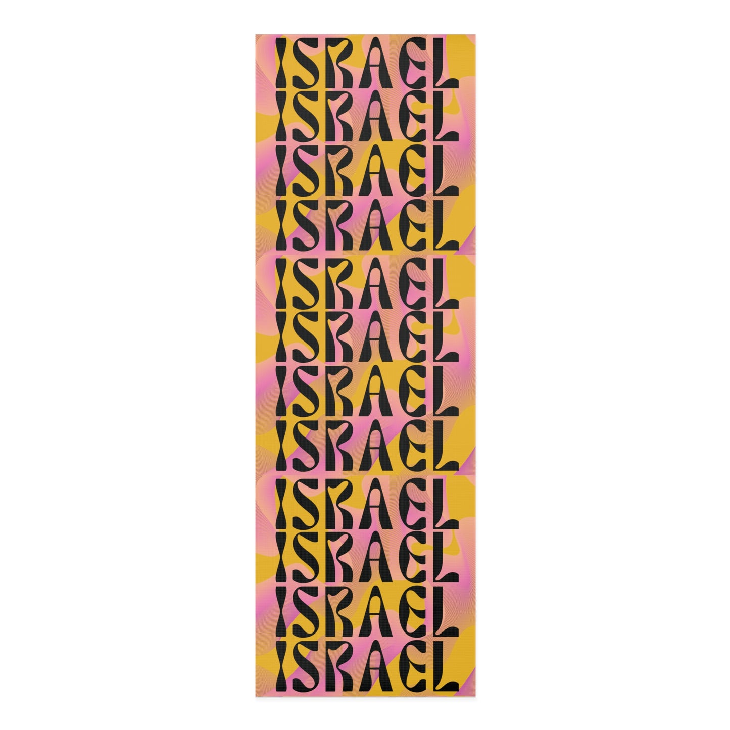 Flow & Squiggle Israel Pink & Coral on Yellow Foam Yoga Mat