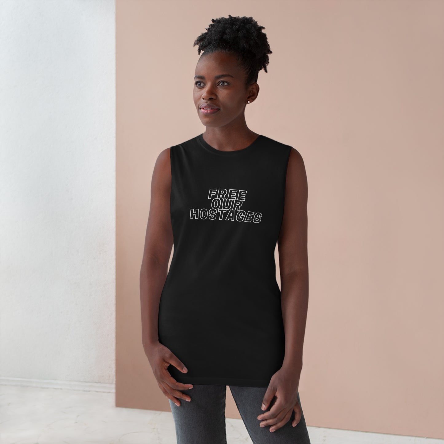 Free Our Hostages White Unisex Barnard Tank