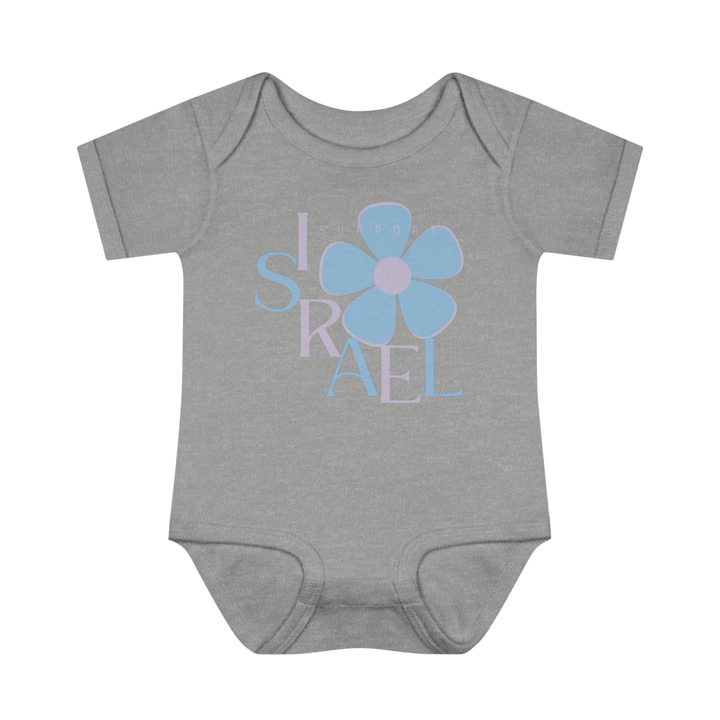 Isa Lilac & Blue Support Israel Flower Infant Baby Rib Bodysuit