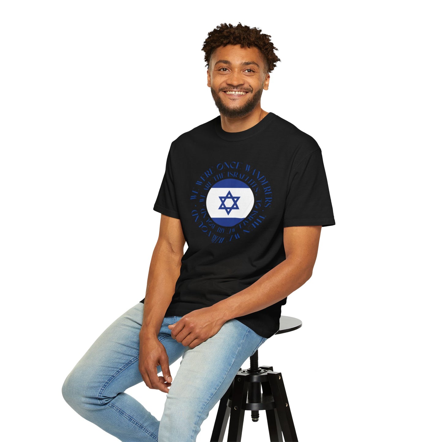 We Were Once Wanderers Israel Blue & White Unisex Garment-Dyed T-shirt