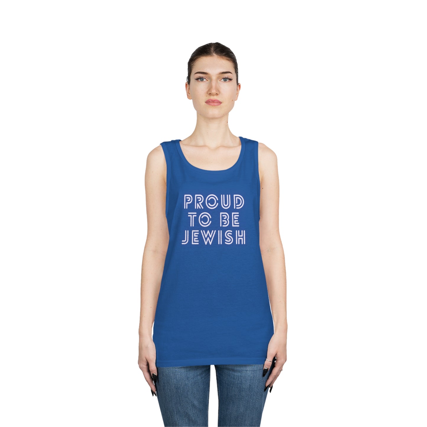 Proud To Be Jewish Blue & White Bubbles Unisex Heavy Cotton Tank Top