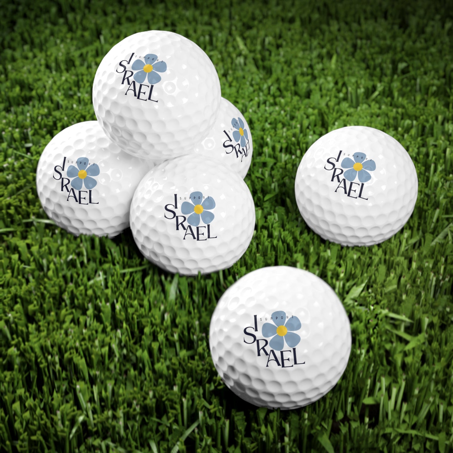 Isa Black Support Israel Flower Golf Balls, 6pcs