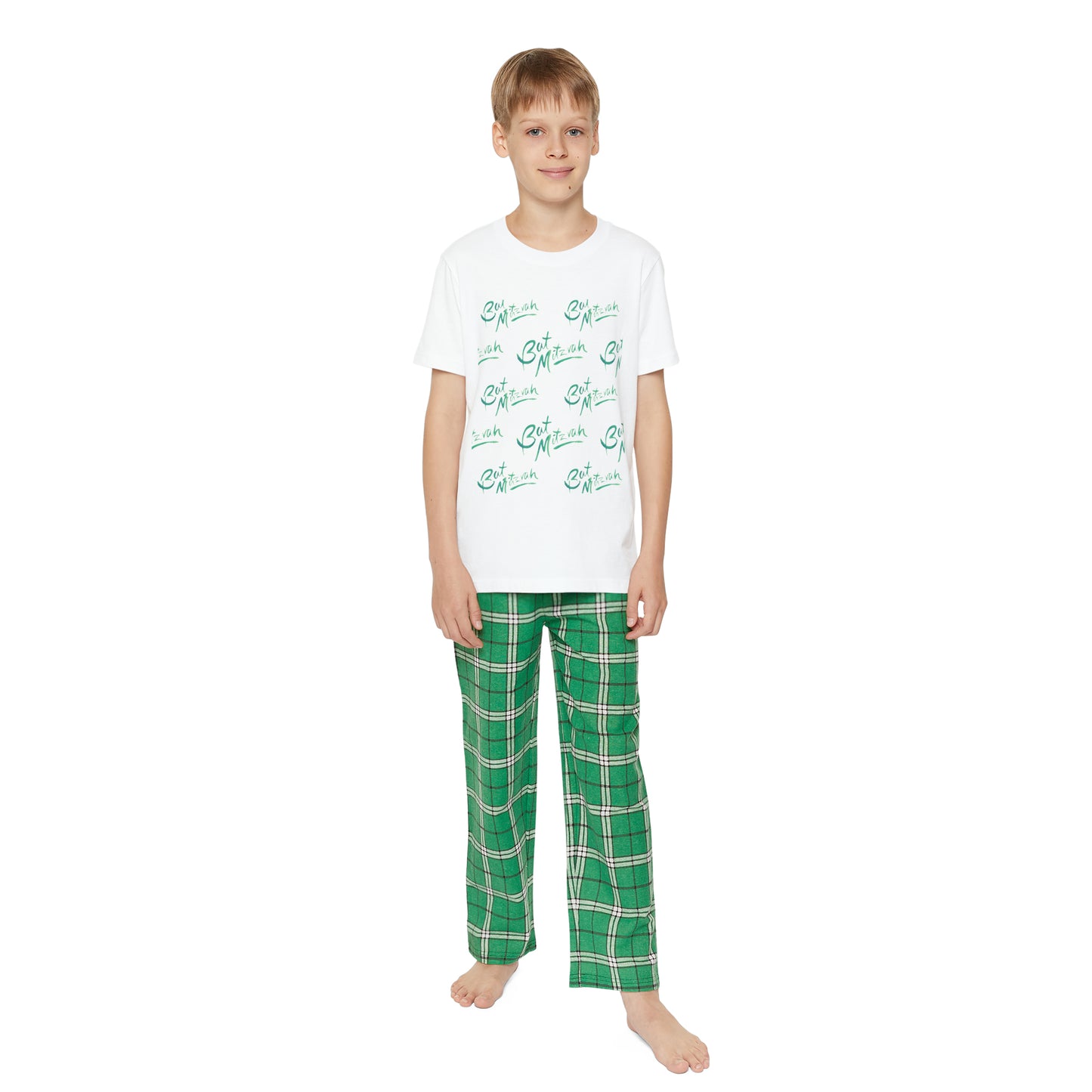 Batya Green Bat Mitzvah Pattern Youth Short Sleeve Outfit Set