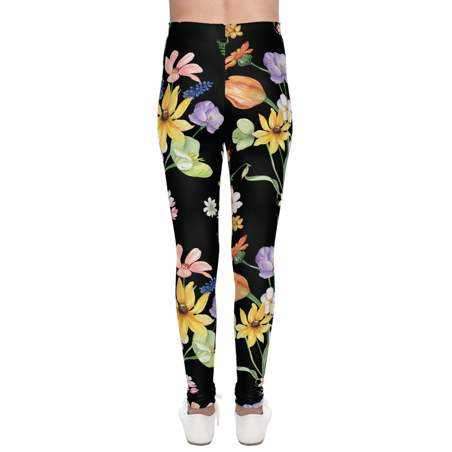 Yvonne Floral Pattern on Black Youth Leggings