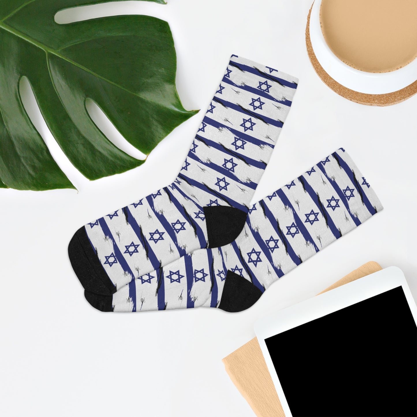 Israel Flag on Flag Lines Pattern Recycled Poly Socks