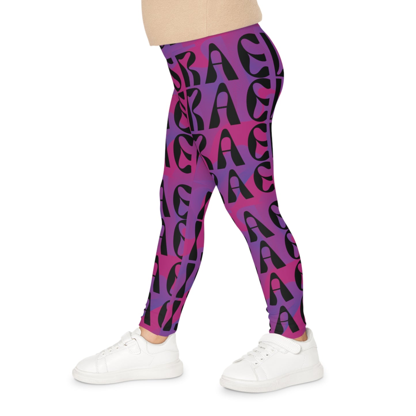 Flow & Squiggle Israel Purple on Hot Pink Kids Leggings