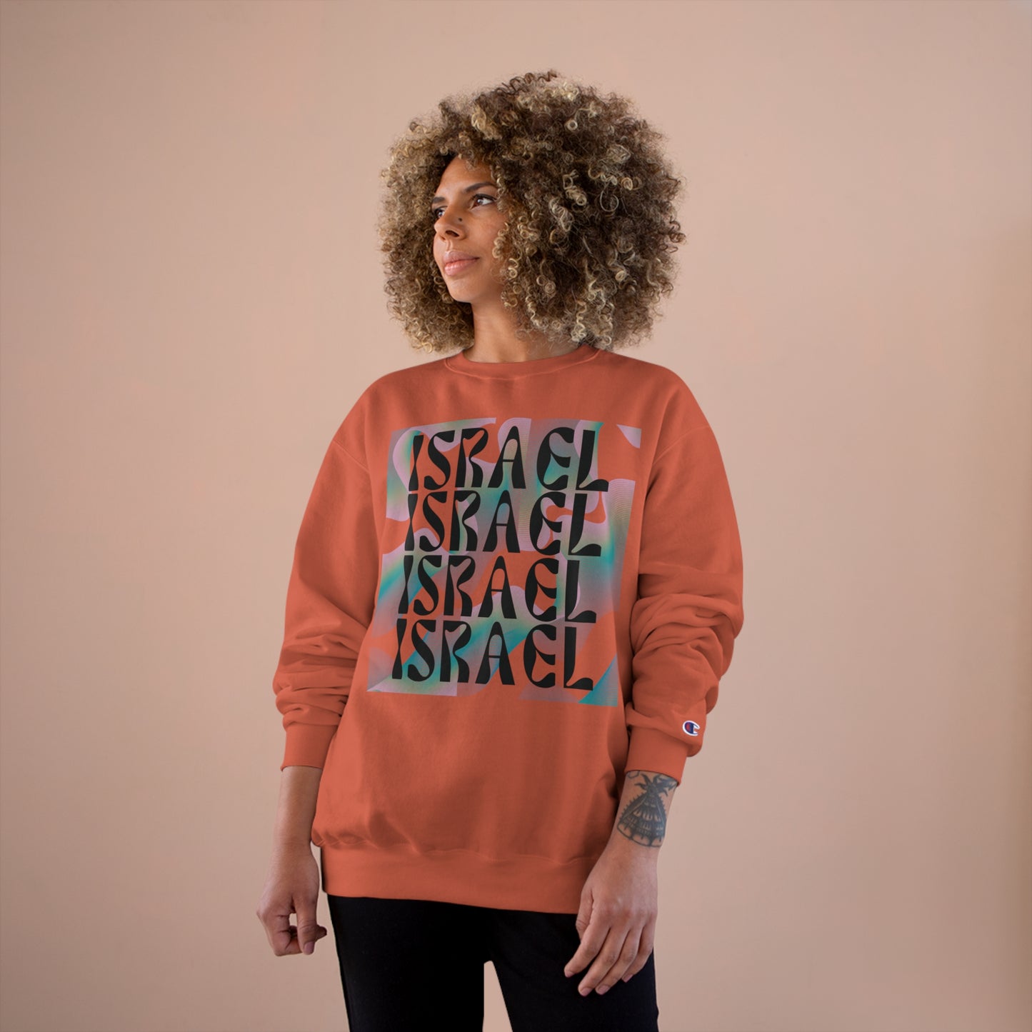 Flow & Squiggle Israel Teal Square Champion Sweatshirt