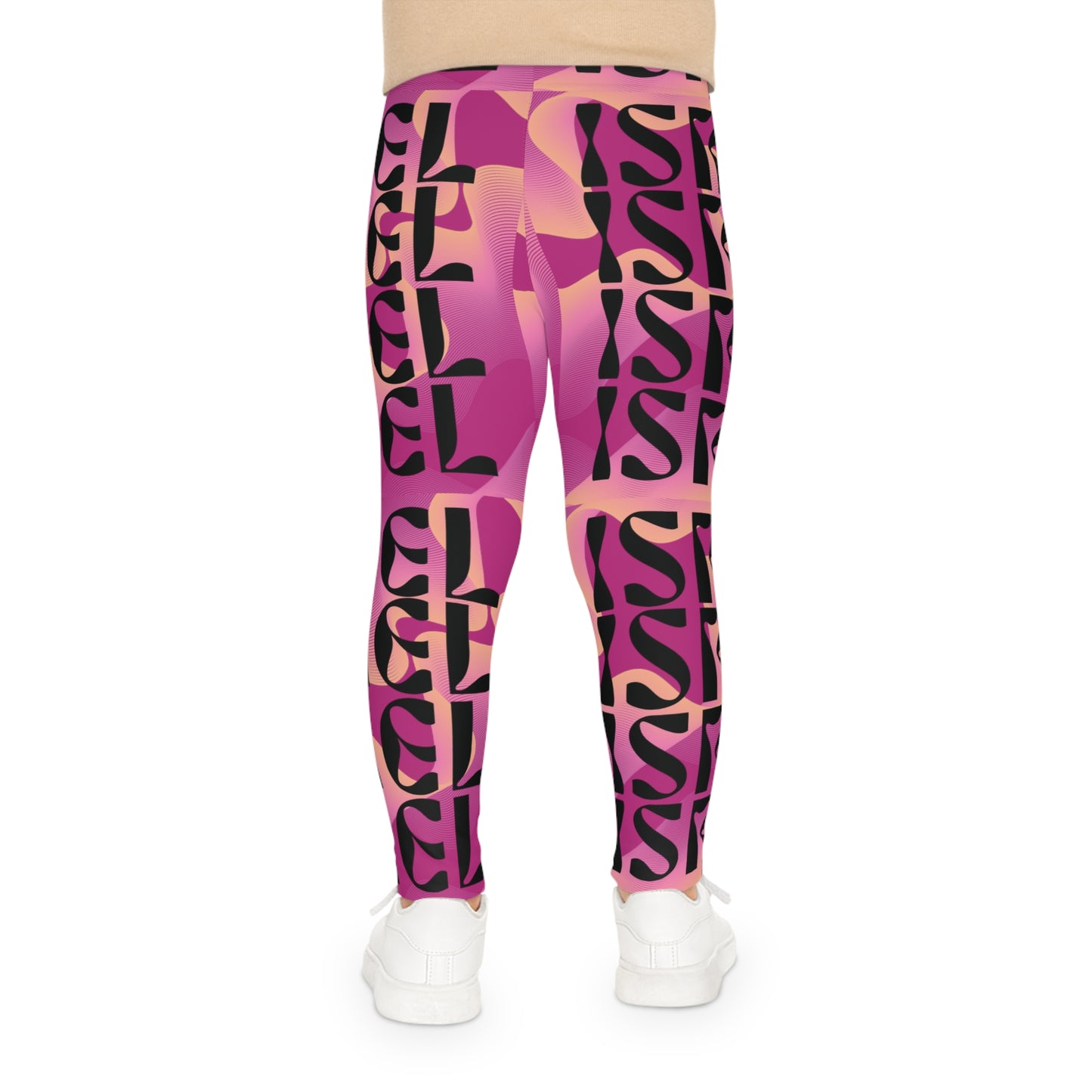 Flow & Squiggle Israel Pink & Coral on Hot Pink Kids Leggings