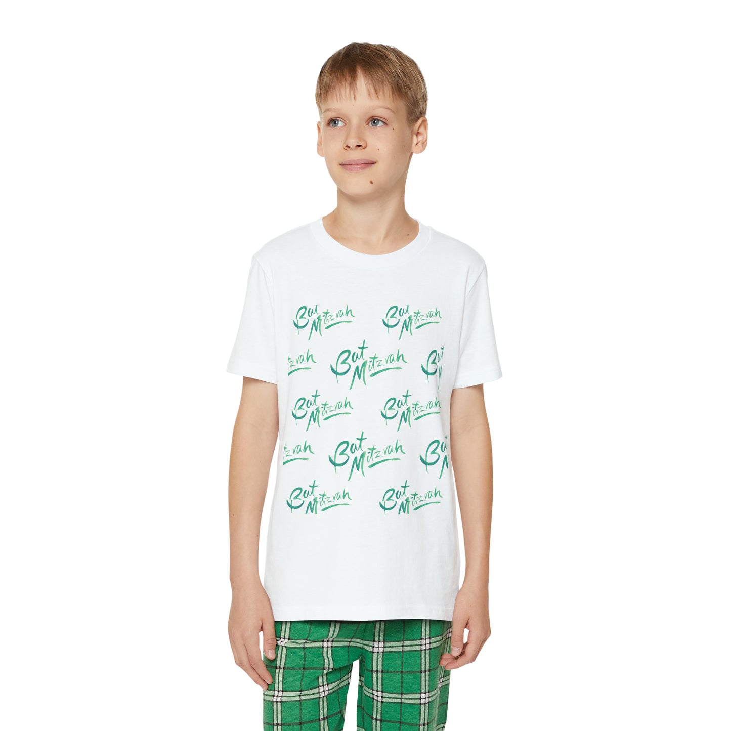 Batya Green Bat Mitzvah Pattern Youth Short Sleeve Outfit Set