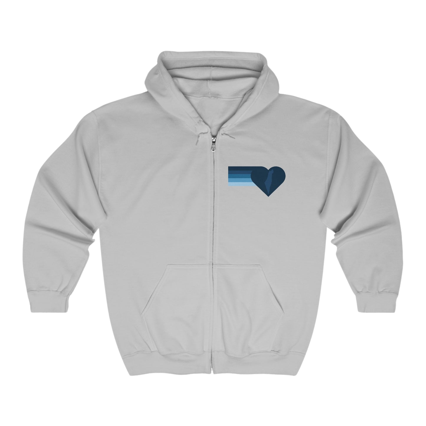 Kira Blue Israel Heart Unisex Heavy Blend™ Full Zip Hooded Sweatshirt