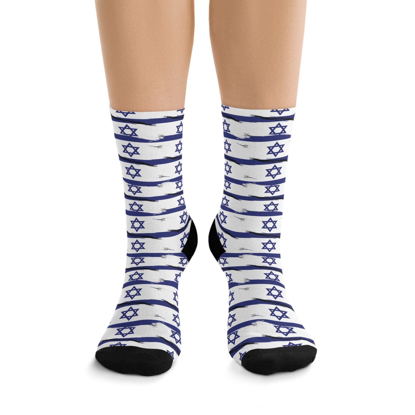 Israel Flag on Flag Lines Pattern Recycled Poly Socks