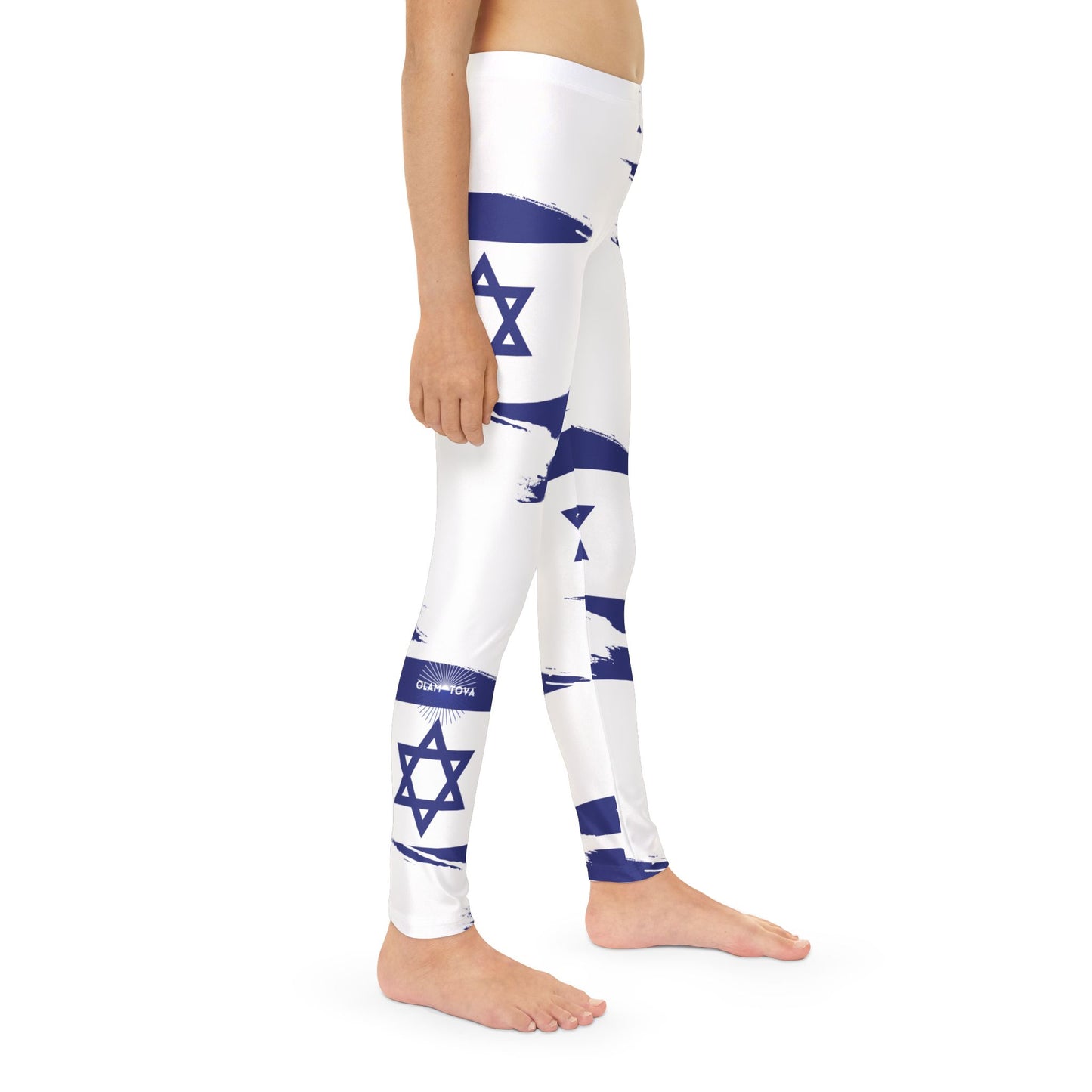 Ilay Larger Israel Flag Pattern on White Youth Full-Length Leggings