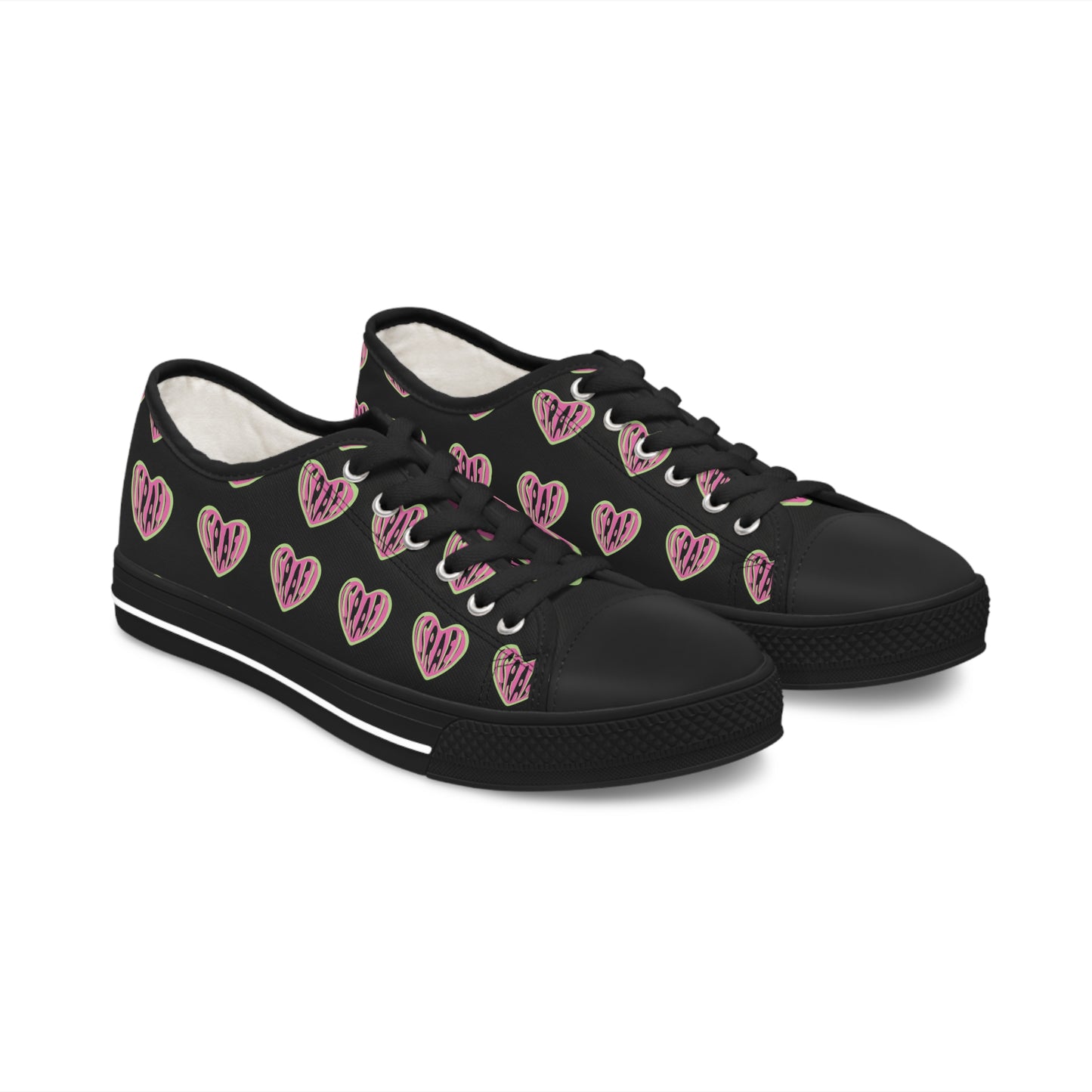 Ilana Pink & Green Israel Heart Black or White Women's Low Top Sneakers