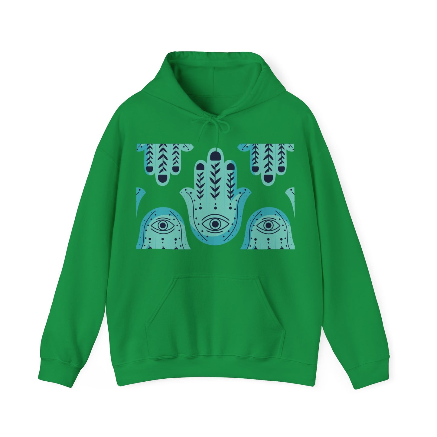 Hannah Bright Turquoise Hamsa Design Unisex Heavy Blend™ Hooded Sweatshirt