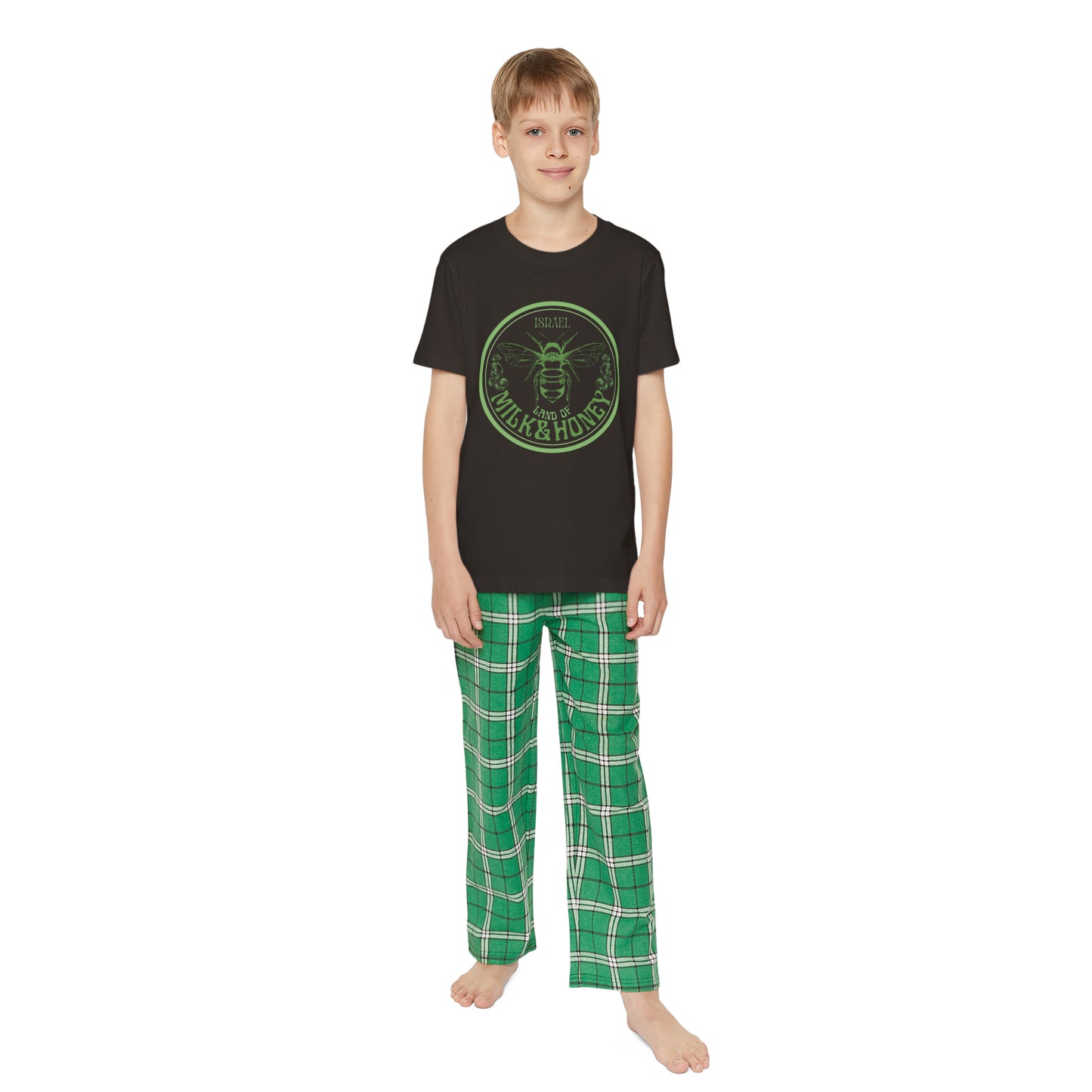 Israel Green Milk & Honey Badge Youth Short Sleeve Outfit Set