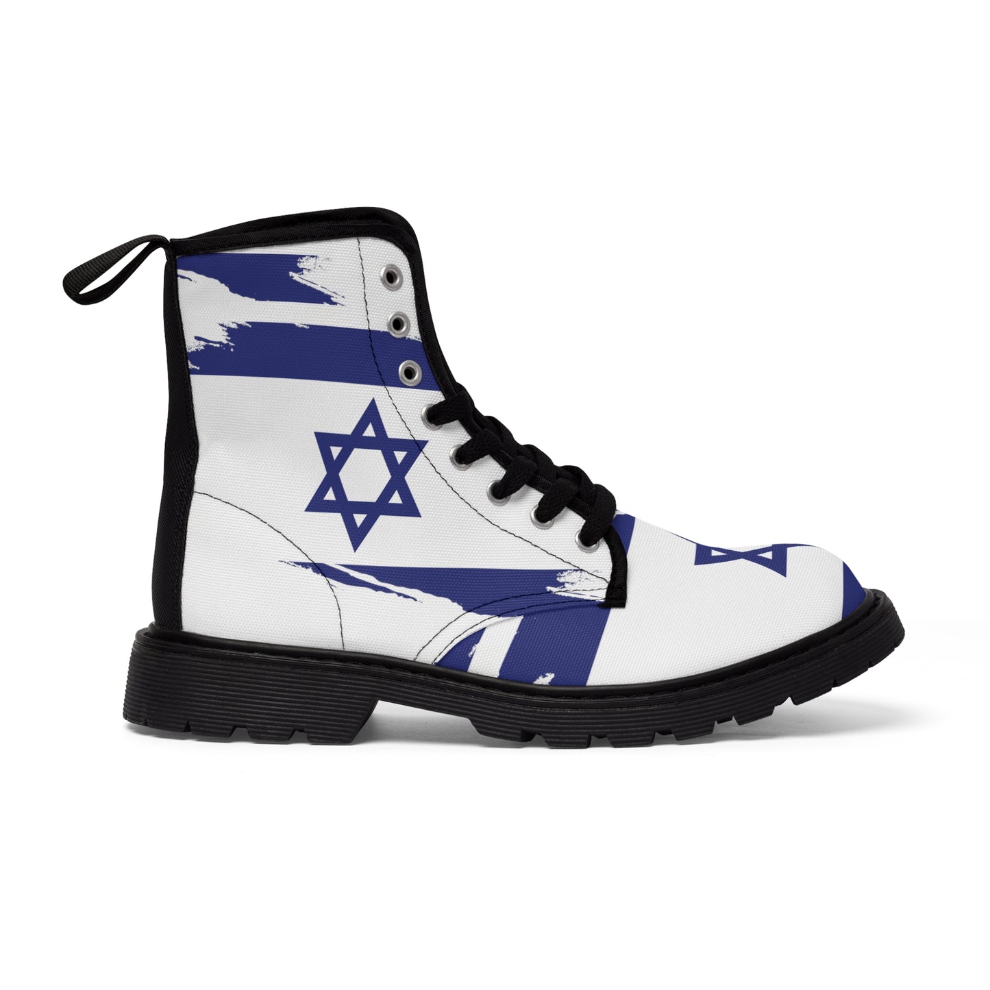 Ilay Larger Israel Flag Pattern on White Women's Canvas Boots