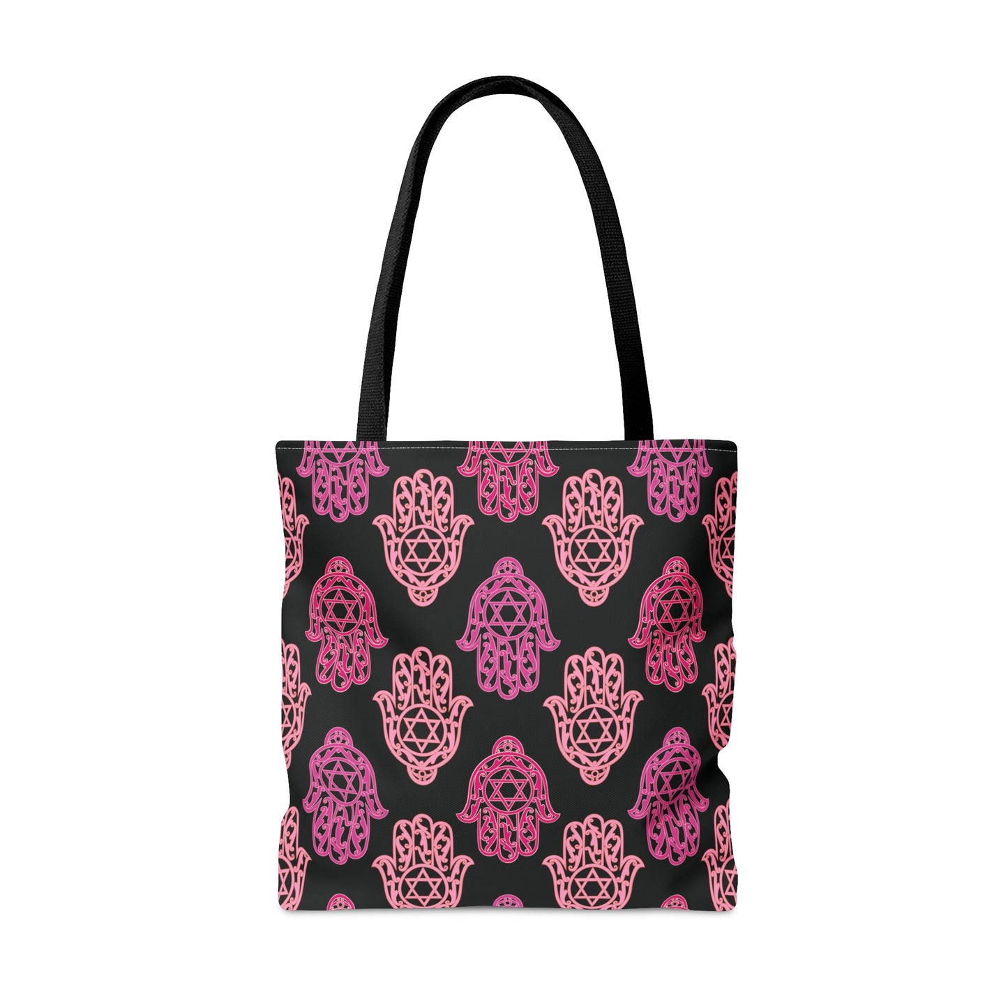 Hadar Pinks Hamsa Pattern on Black Pattern Tote Bag