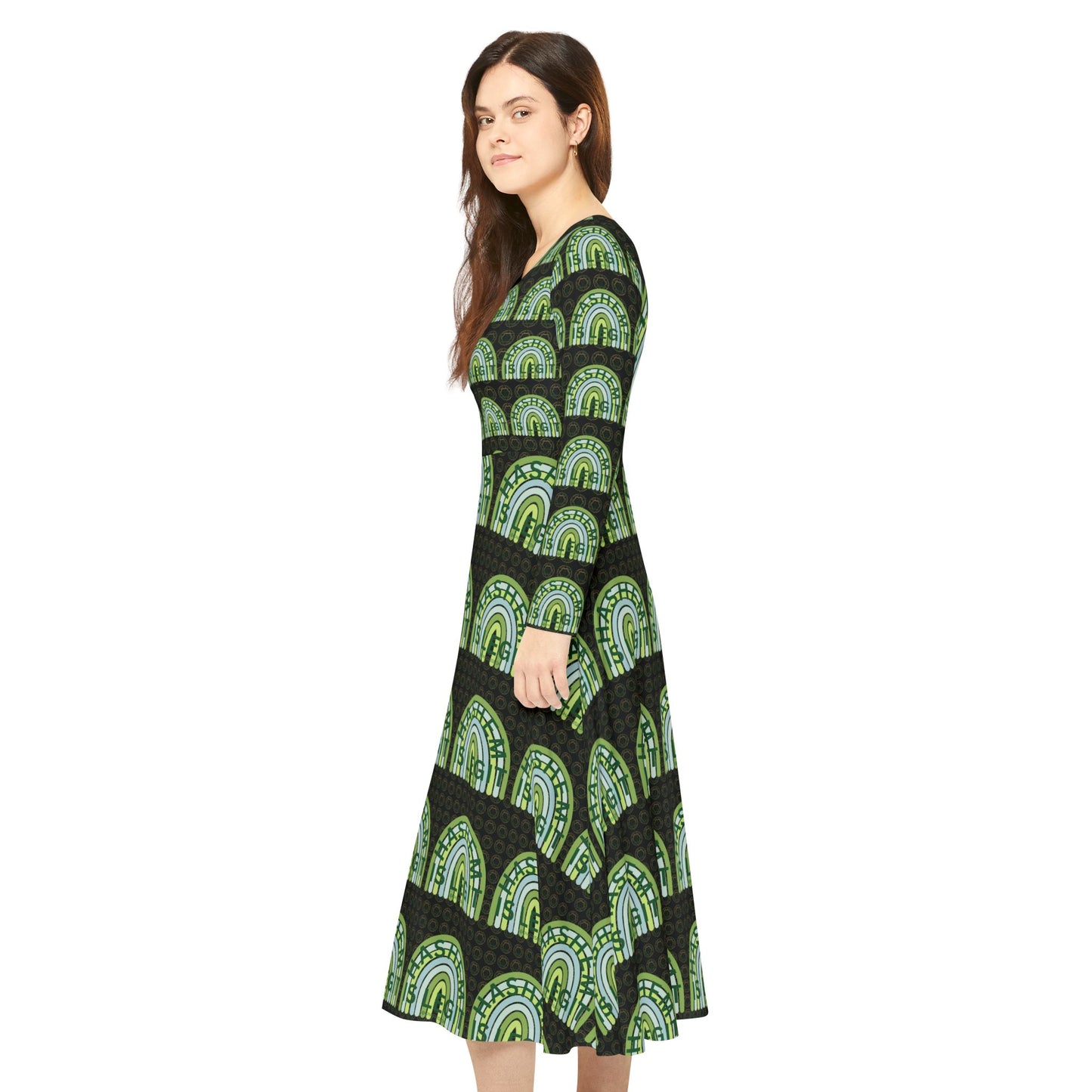 Hashem is Legit & Zionist Superhero Green Women's Long Sleeve Dance Dress