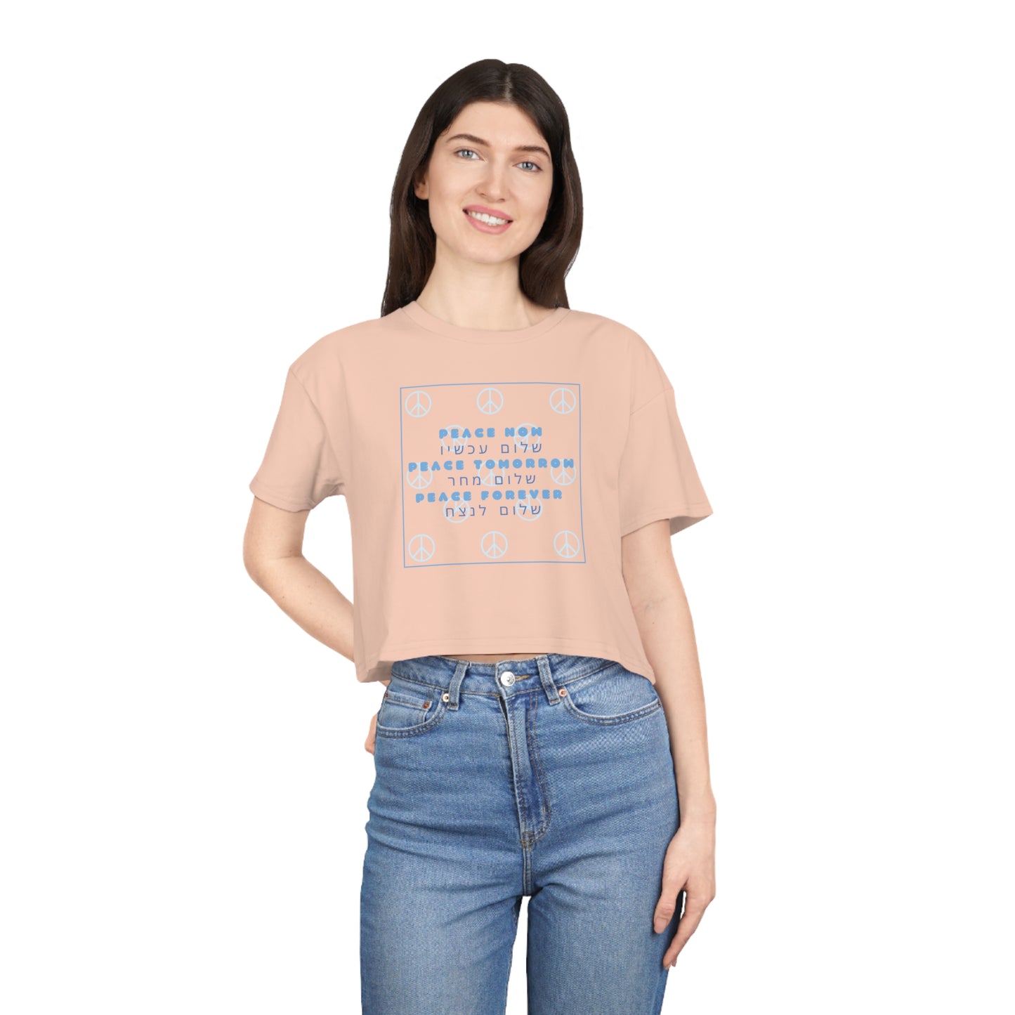 Blue Peace Square Women's Crop Tee