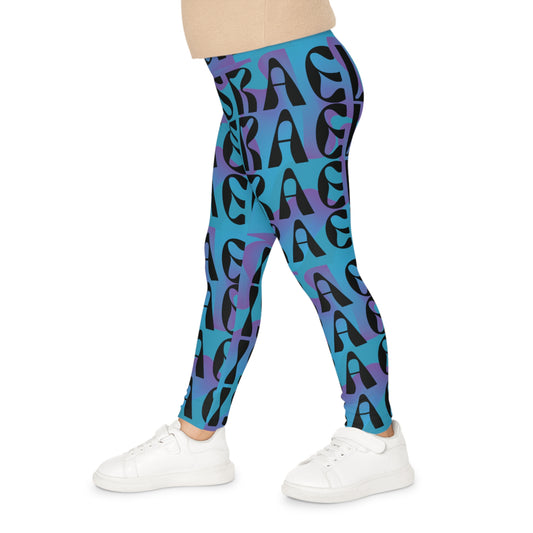 Flow & Squiggle Israel Indigo on Turquoise Kids Leggings