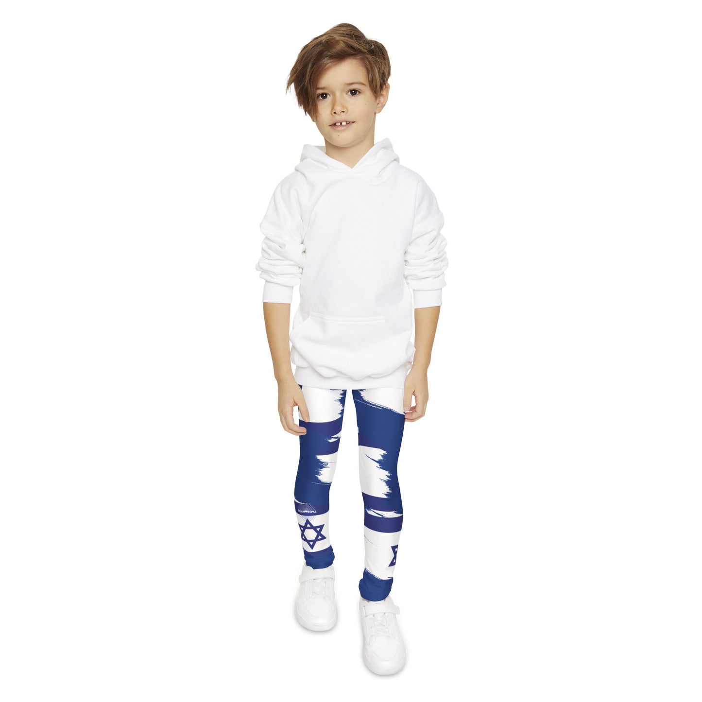 Ilay Larger Israel Flag Pattern on Blue Youth Full-Length Leggings