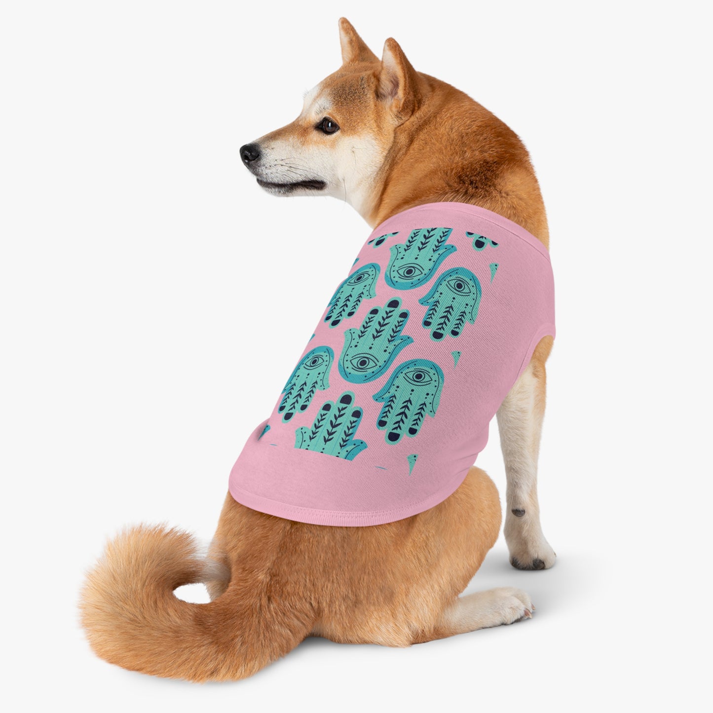 Hannah Bright Turquoise Hamsa Pattern Pet Tank Top