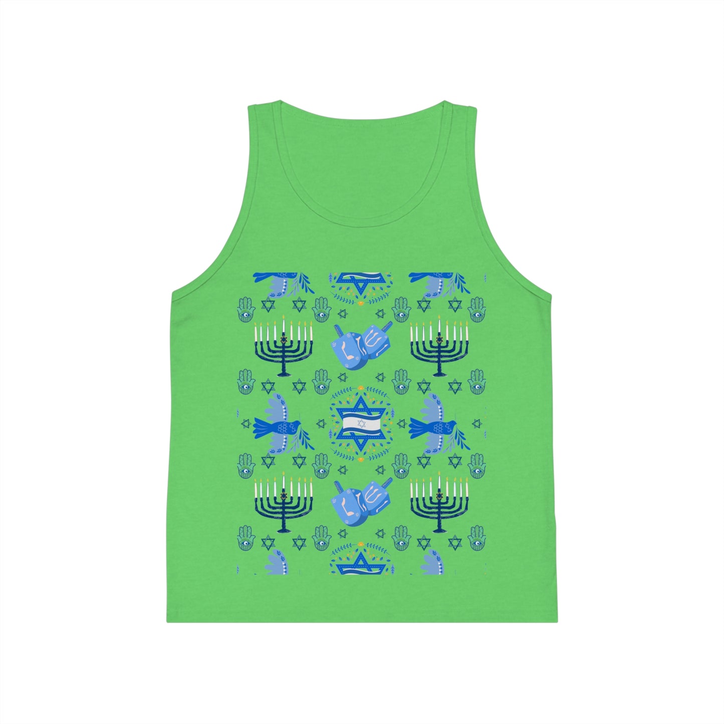 Jewish Mix Chanukah Pattern Kid's Jersey Tank Top