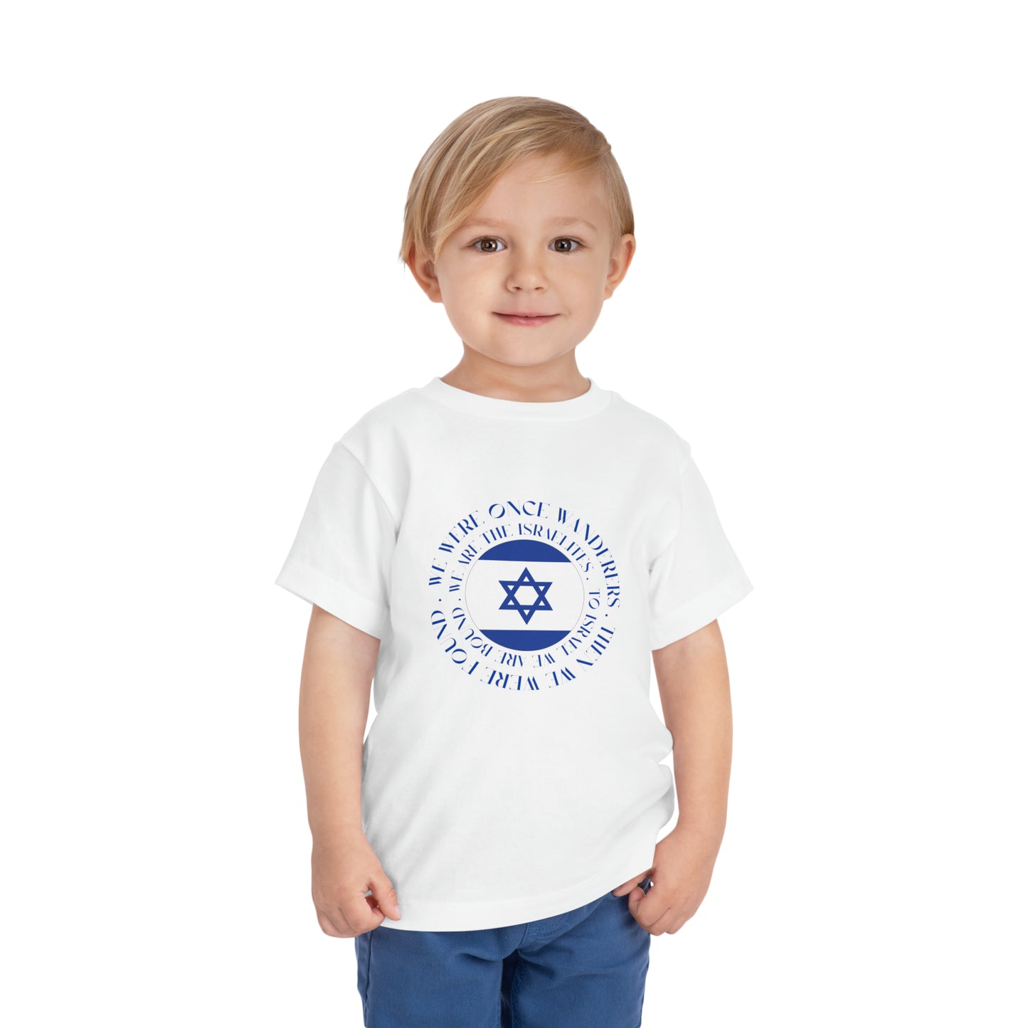 We Were Once Wanderers Israel Blue & White Toddler Short Sleeve Tee