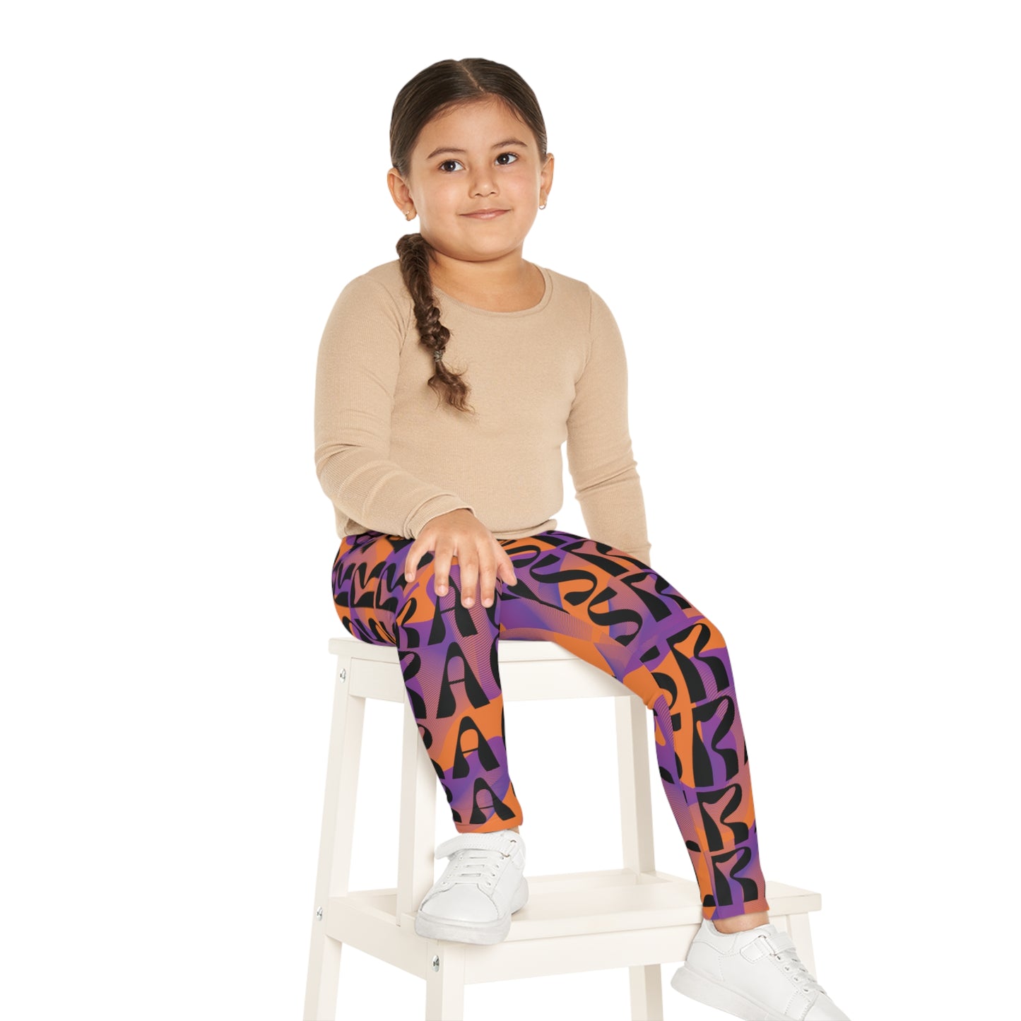 Flow & Squiggle Israel Purple on Orange Kids Leggings