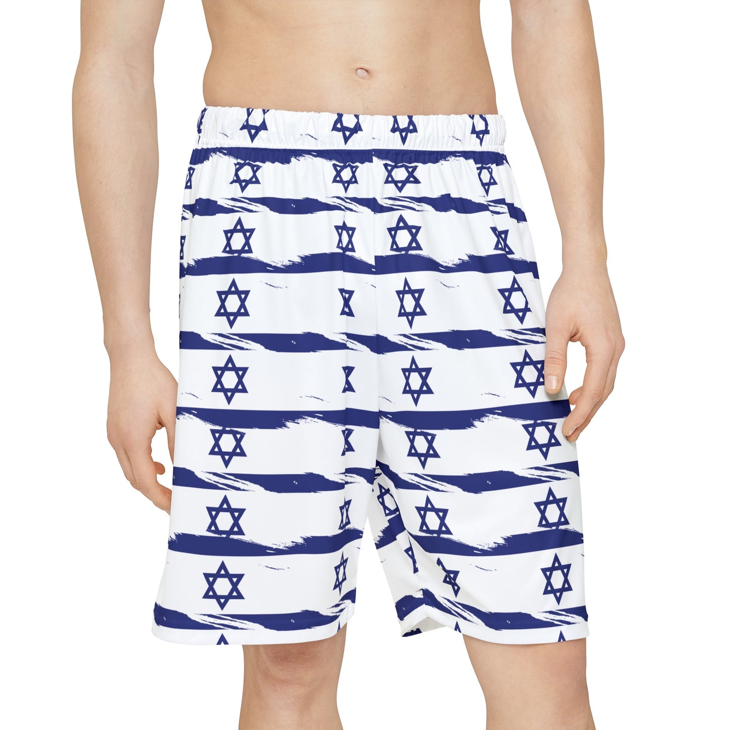 Israel Flag on Flag Lines Pattern Men’s Sports Shorts