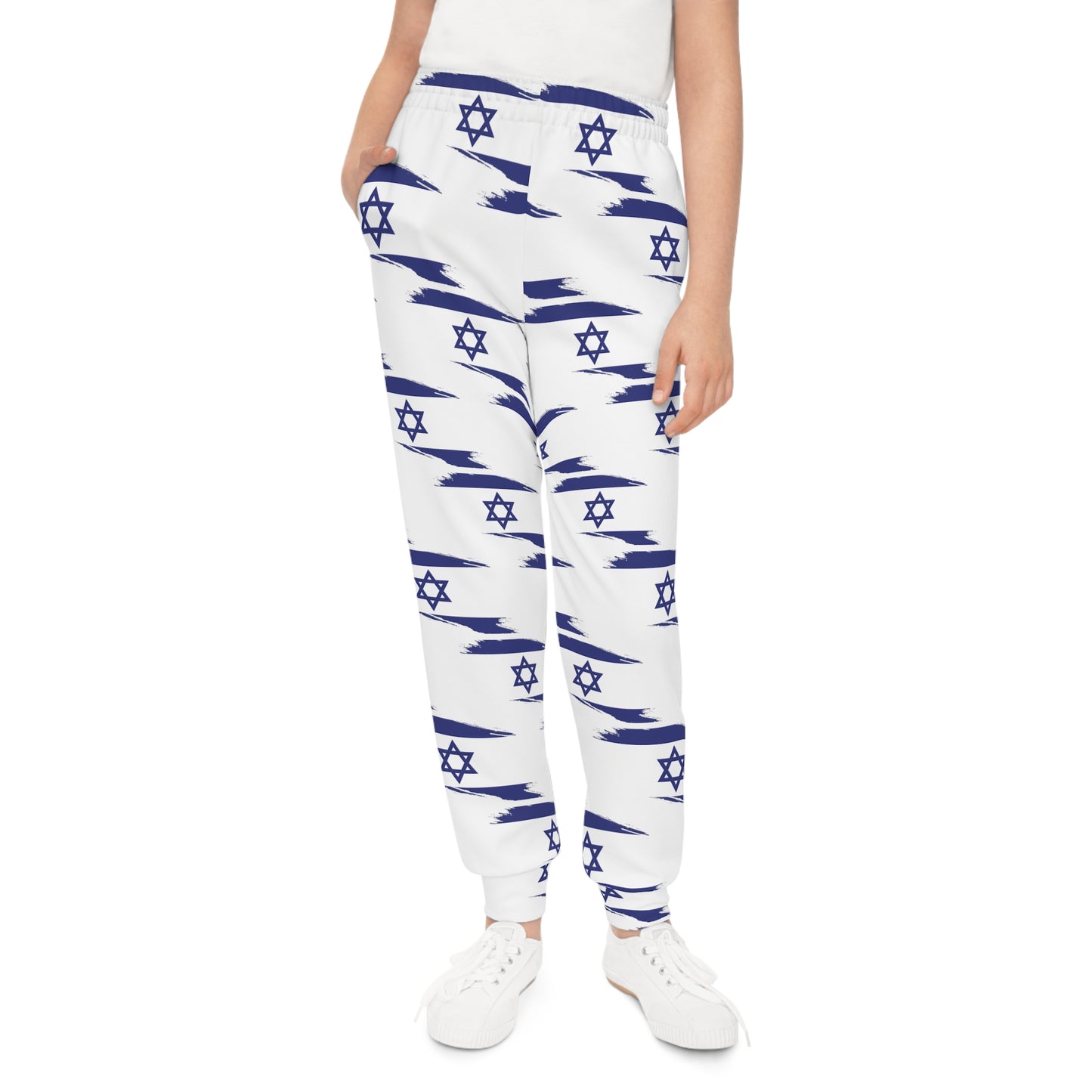 Ilay Larger Israel Flag Pattern on White Youth Joggers