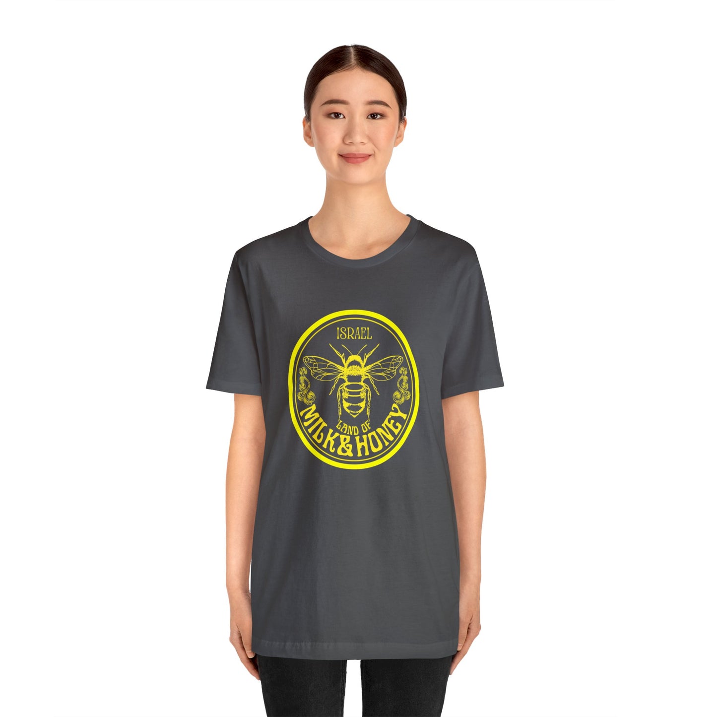 Israel Yellow Milk & Honey Badge Unisex Jersey Short Sleeve Tee