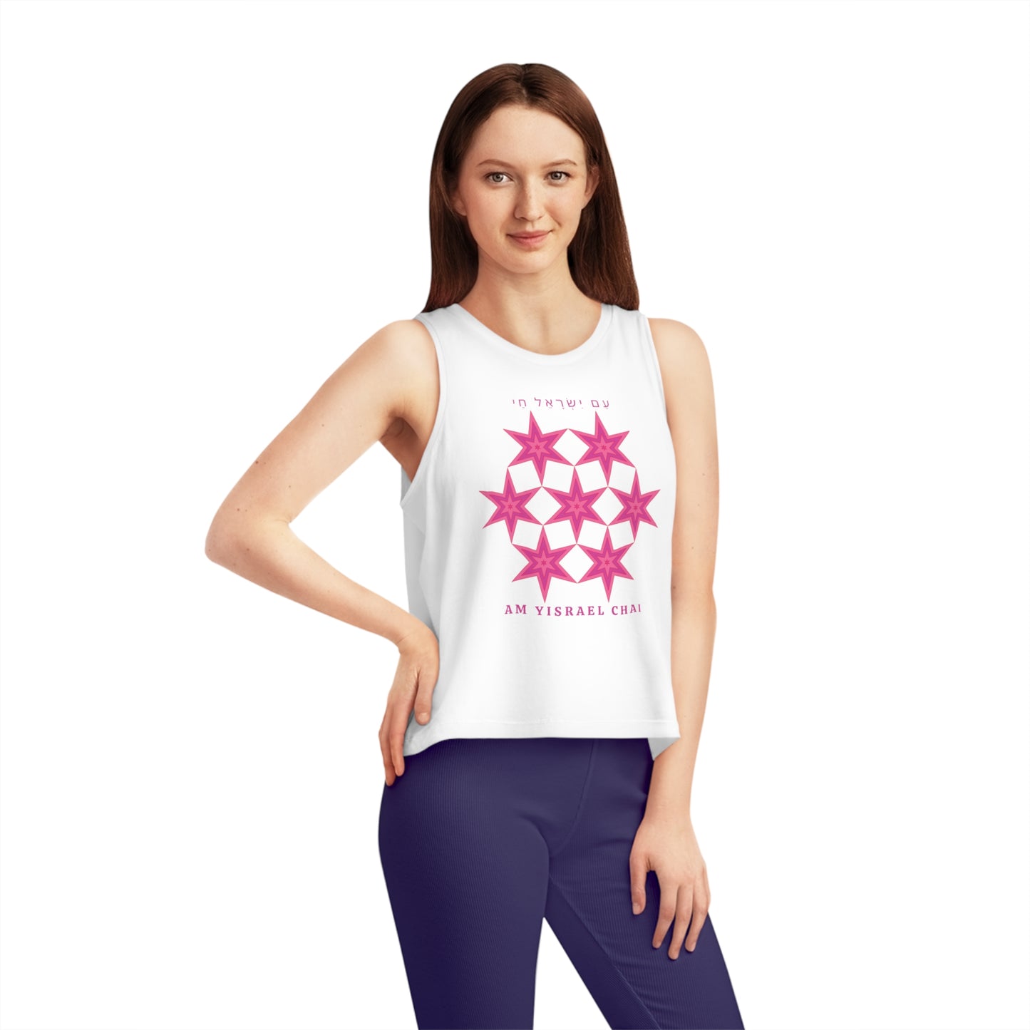 Am Yisrael Chai Hot Hot Pink Women's Dancer Cropped Tank Top