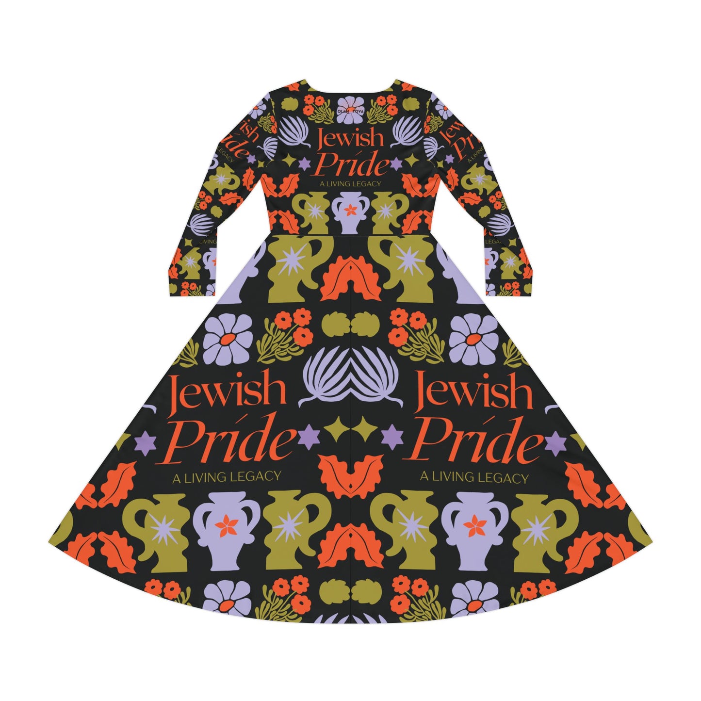 Jewish Pride Living Legacy Pots on Black Women's Long Sleeve Dance Dress