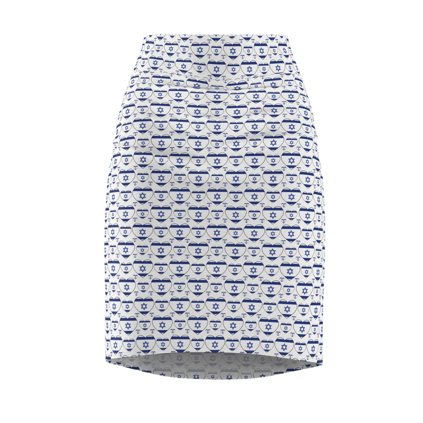 Israel Triple Heart Flag Pattern on White Women's Pencil Skirt