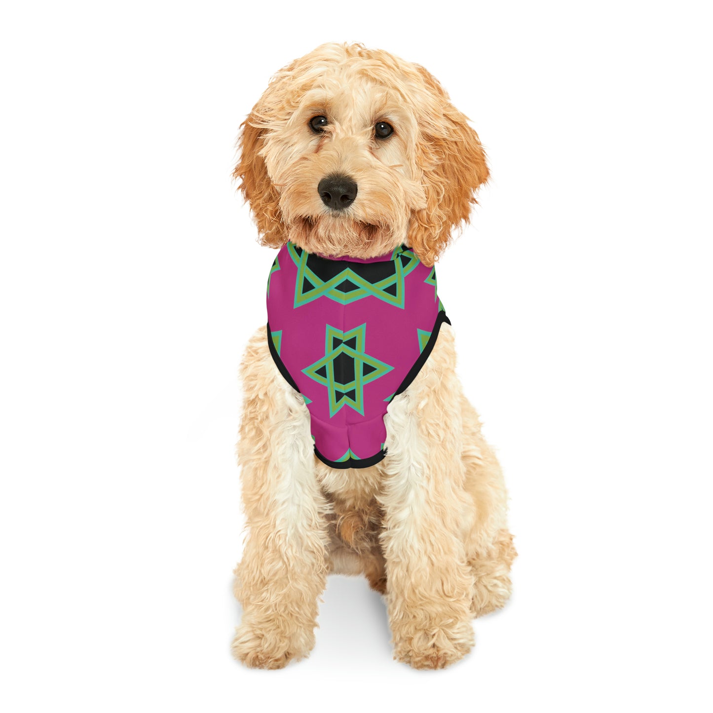 Magan Green David Pattern on Hot Pink Pet Hoodie