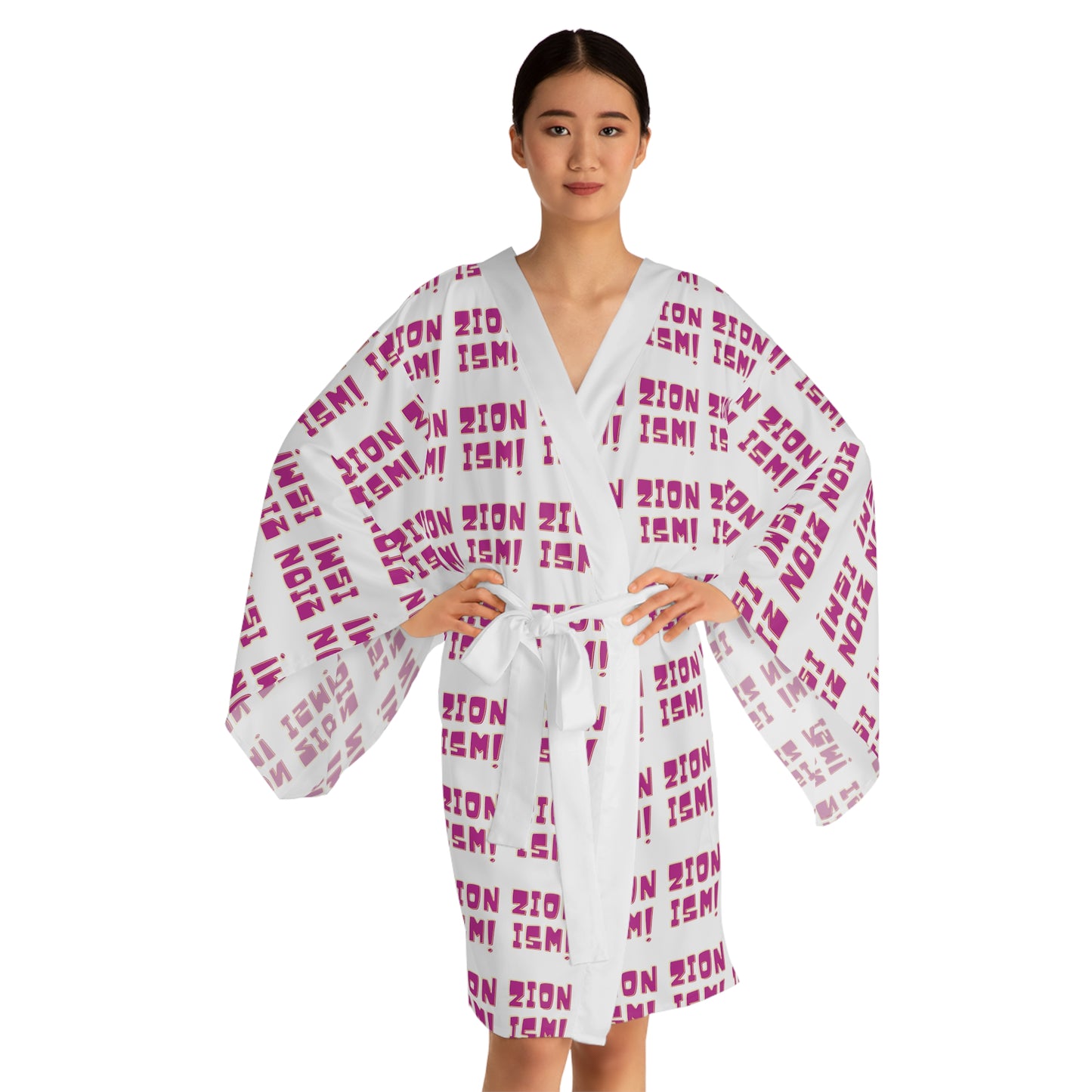 ZION Pink Long Sleeve Kimono Robe