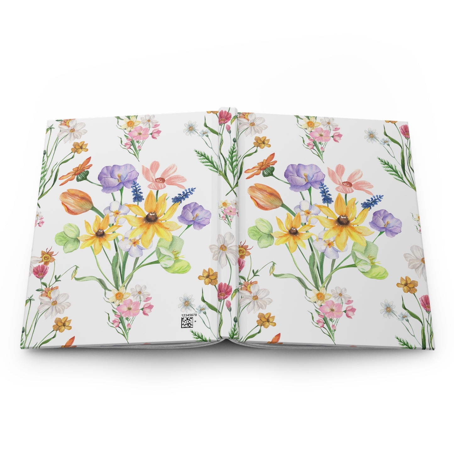 Yvonne Floral Pattern on White Hardcover Journal Matte