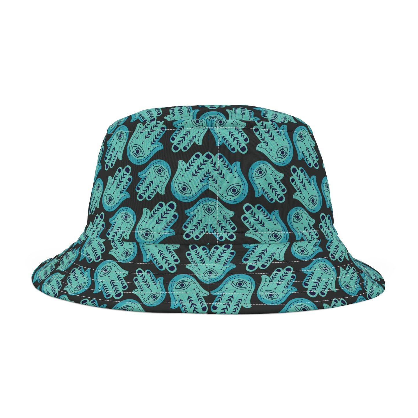 Hannah Bright Turquoise Hamsa Pattern Bucket Hat