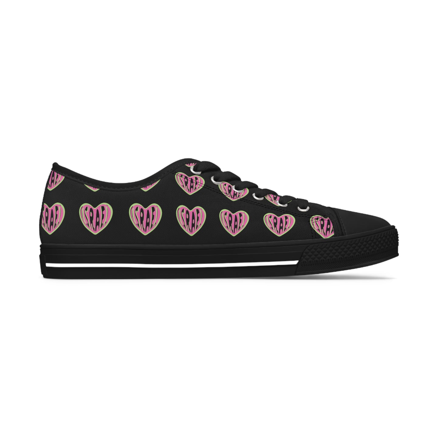 Ilana Pink & Green Israel Heart Black or White Women's Low Top Sneakers