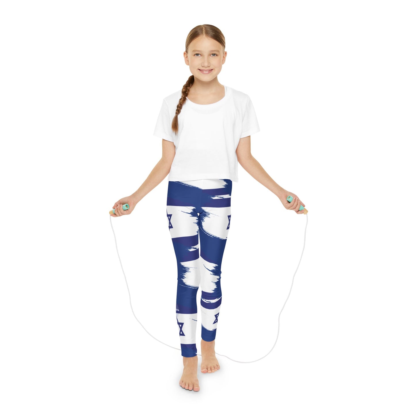 Ilay Larger Israel Flag Pattern on Blue Youth Full-Length Leggings