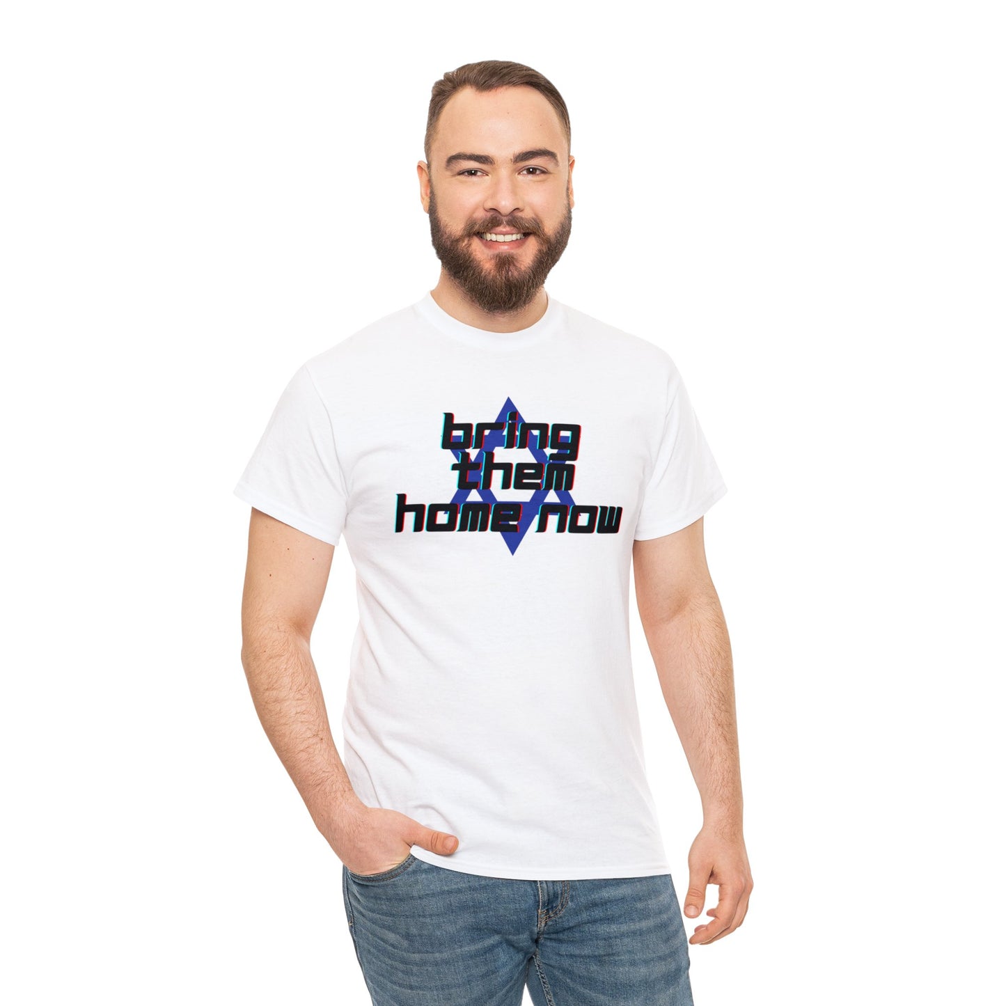 Bring Them Home Now Star of David Black & Blue Unisex Heavy Cotton Tee