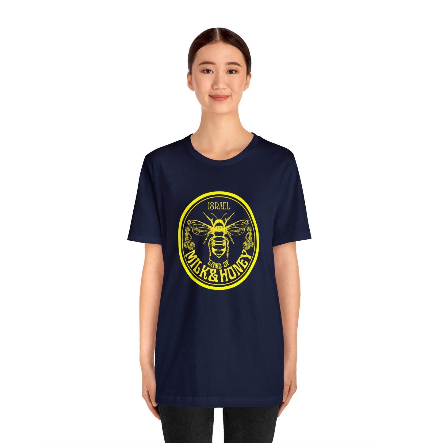 Israel Yellow Milk & Honey Badge Unisex Jersey Short Sleeve Tee