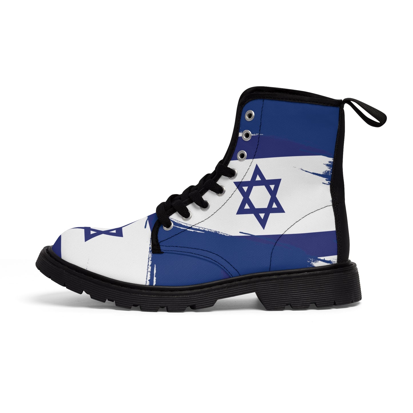 Ilay Larger Israel Flag Pattern on Blue Women's Canvas Boots