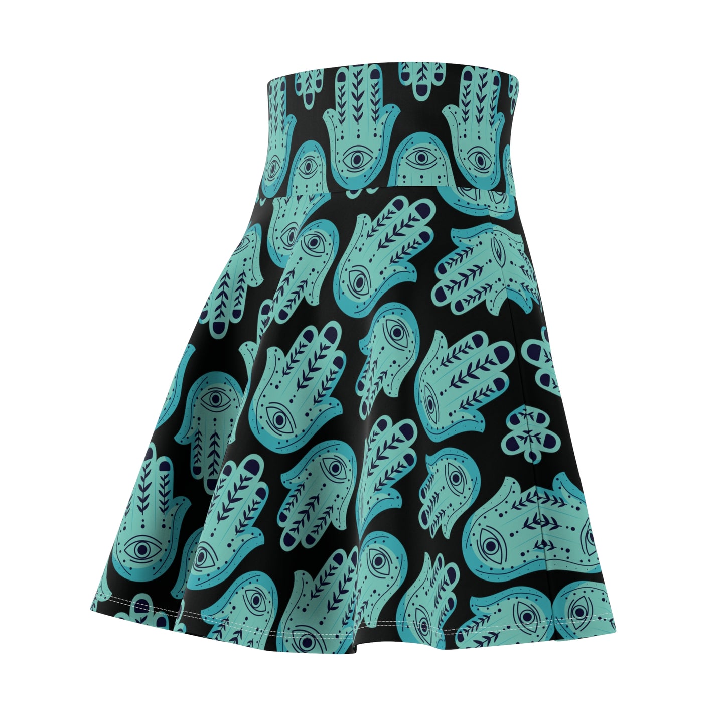 Hannah Bright Turquoise Hamsa Pattern Women's Skater Skirt