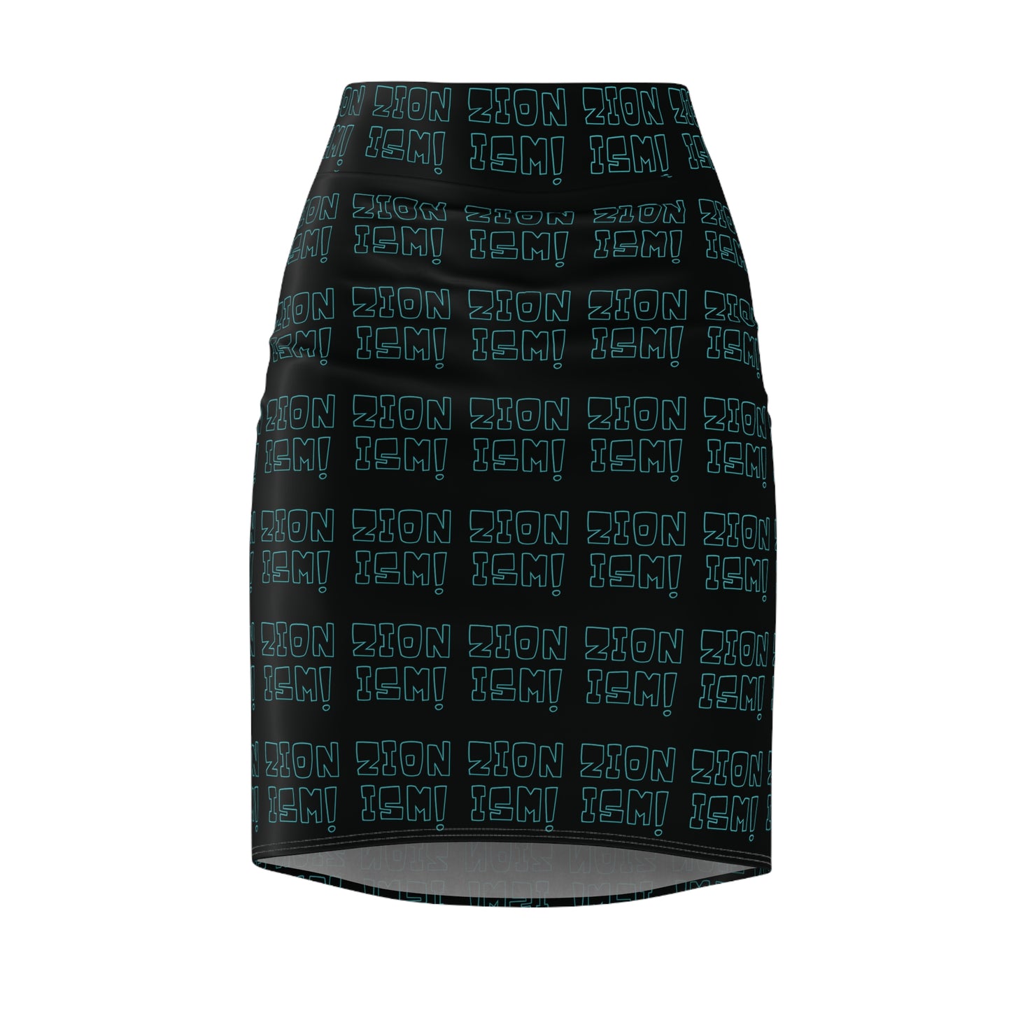 ZION Black Teal on Black Women's Pencil Skirt