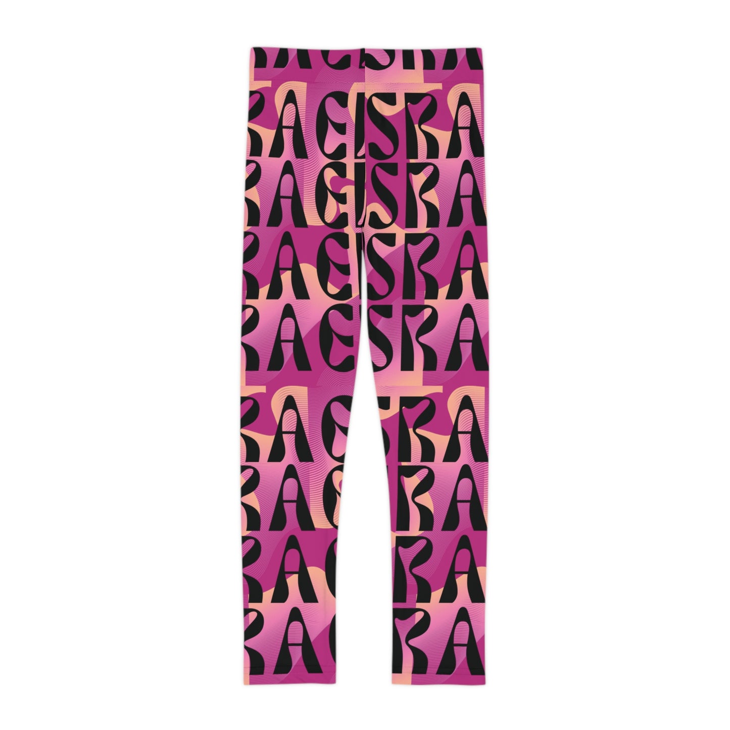 Flow & Squiggle Israel Pink & Coral on Hot Pink Kids Leggings