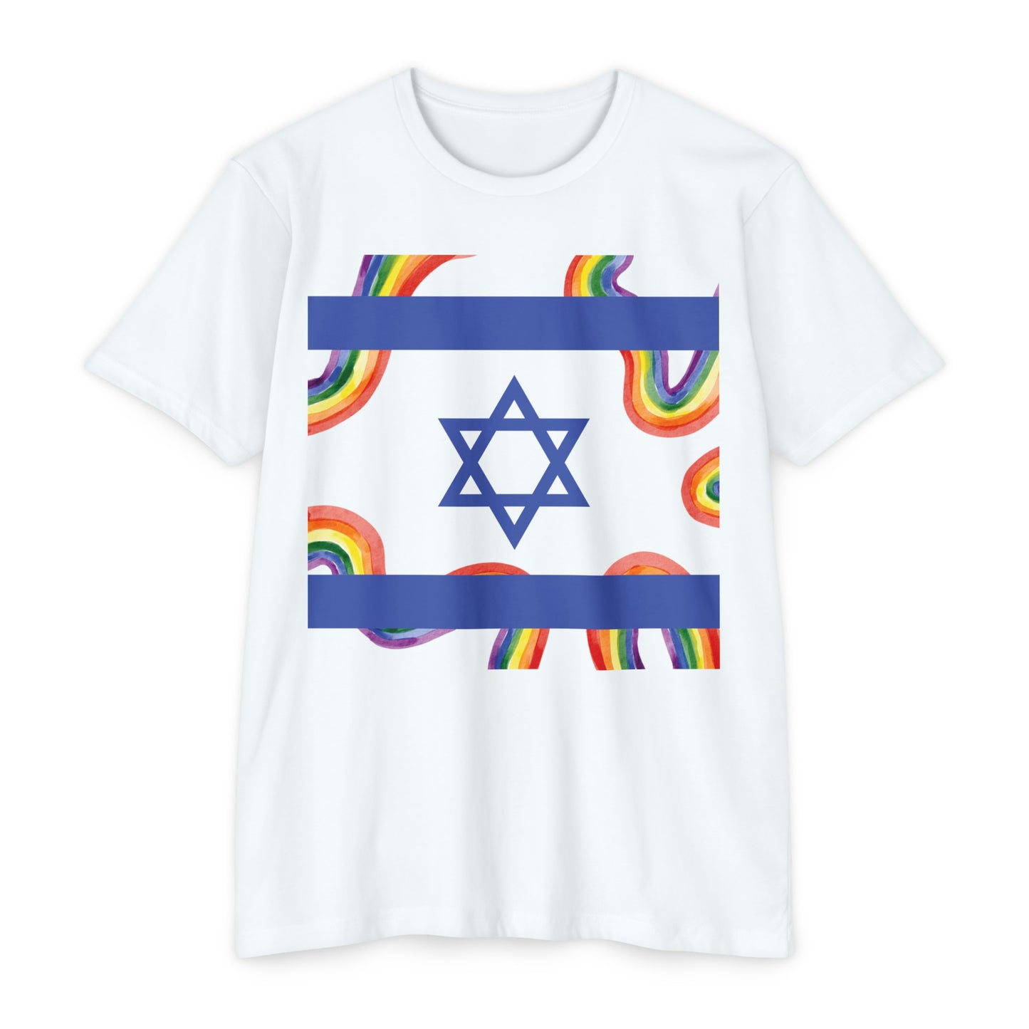 Rainbow Pride Squiggle Israel Flag CVC Jersey T-shirt