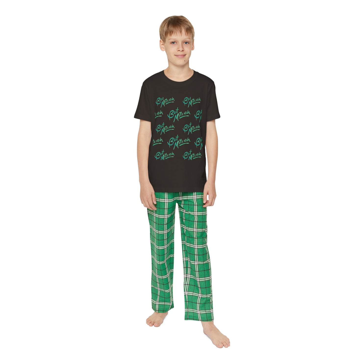 Batya Green Bat Mitzvah Pattern Youth Short Sleeve Outfit Set